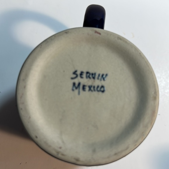 JAVIER SERVIN Mexico Embossed Enamel Ceramic Mug Cup 3.75" Tall - Picture 6 of 7